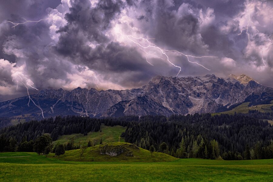 mountains, storm