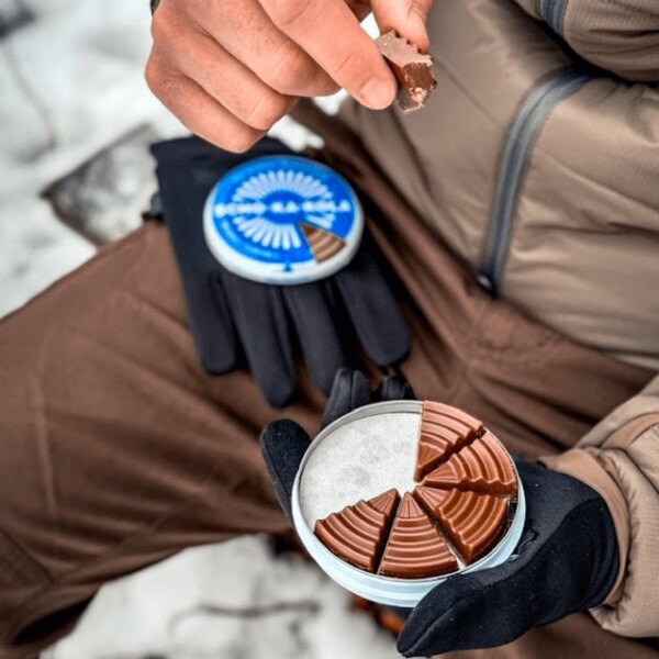 Scho-Ka-Kola energy chocolate in a practical metal package. Photo: Rigad