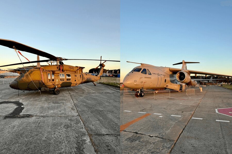 UH-60 Black Hawk multipurpose helicopter and KC-390 Embraer Millennium transport aircraft at NATO Days 2025. Photo: Rigad