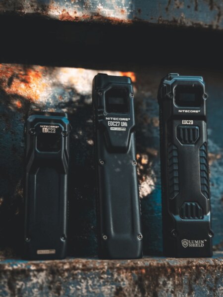 Comparison of Nitecore EDC23, EDC27 and EDC29 flashlights in the field. (Photo: Rigad)