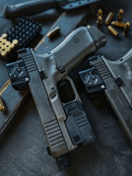 Glock 45 with an Aimpoint COA red dot mounted via the A-CUT interface, detail of the slide and optic integration. Photo: Rigad