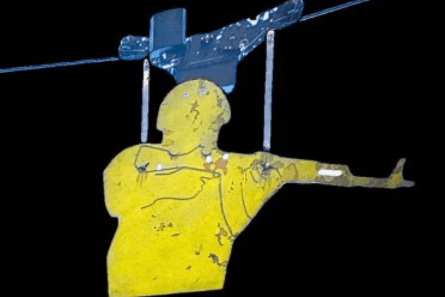 GOAST Infantry target with visible hits during realistic firearms training