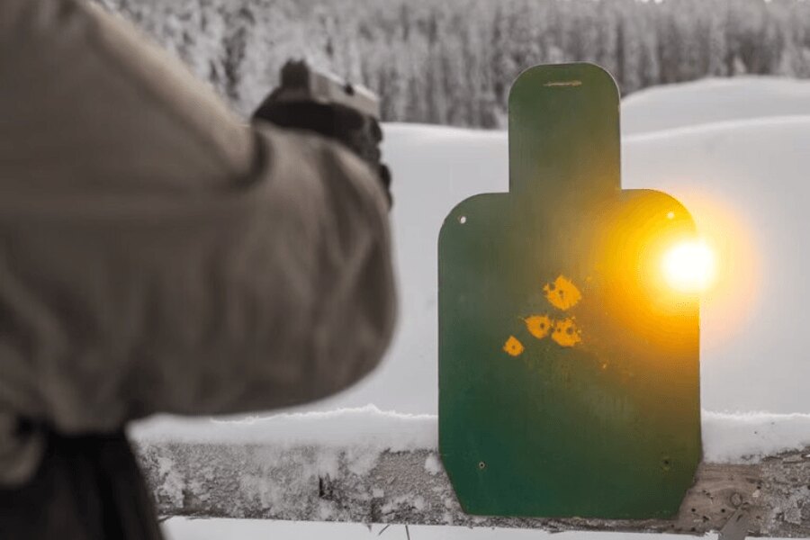 GOAST LED Flasher indicating a successful hit during live-fire training