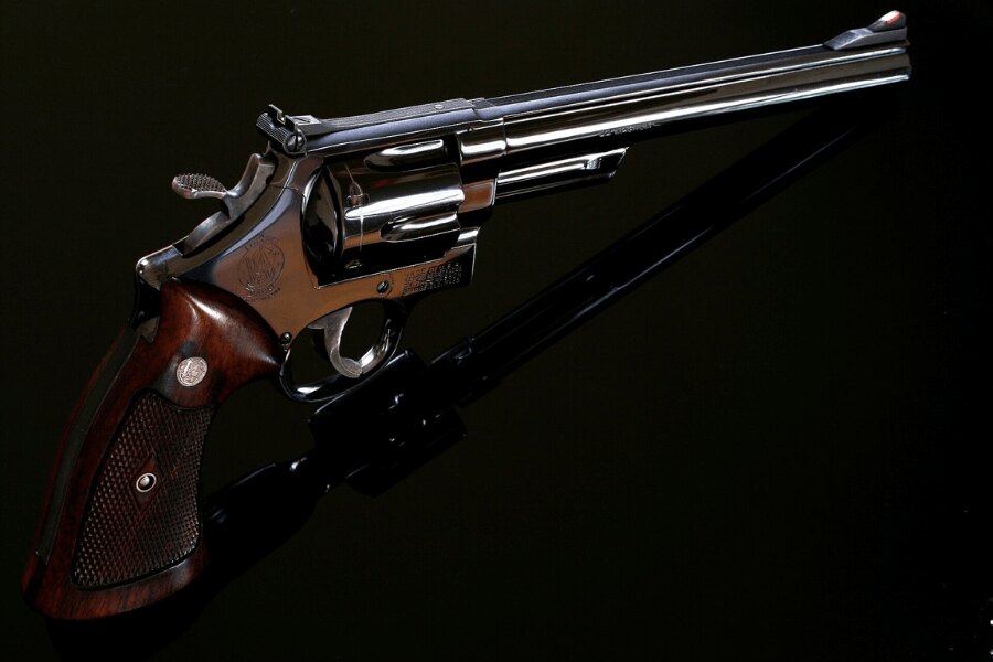 Smith &amp; Wesson Model 29 revolver with a 6-inch barrel.
