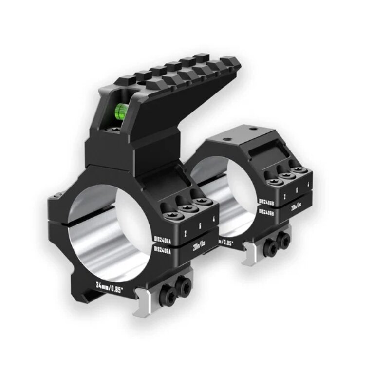 Discoveryopt® 30 mm Picatinny Scope Rings with Bubble Level and Top Rail, 1.05″