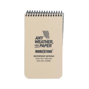 Modestone® Waterproof Squared Top Spiral Notepad 76 mm x 130 mm, 50 sheets - green