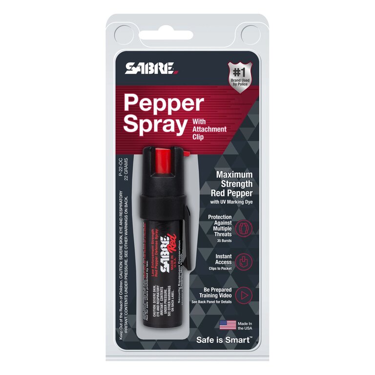 Sabre Red® compact defense spray with a clip