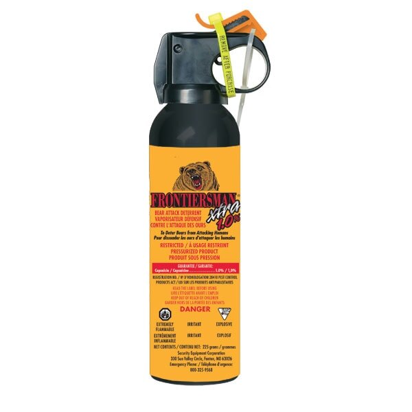 Sabre Red® Frontiersman Bear Defense spray against bears, fog