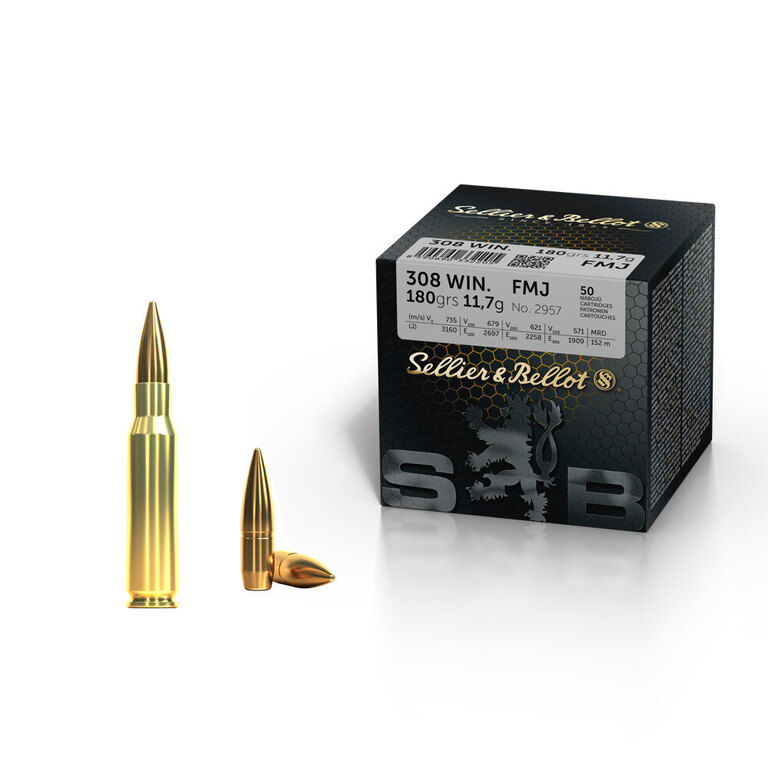 Sellier & Bellot® FMJ cartridges / 308. Win / 11.7 g - 180 grs / 50 pcs