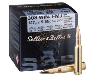 Sellier & Bellot® FMJ cartridges / 308. Win / 8 g - 124 grs / 50 pcs