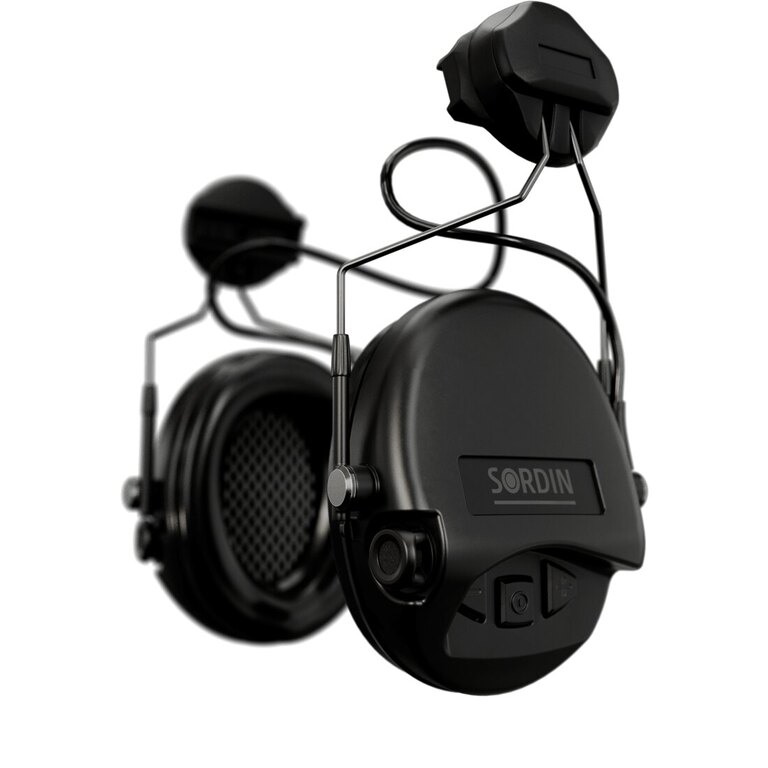 Sordin® Supreme Mil-Spec AUX Electronic Earmuffs, ARC Rail Helmet