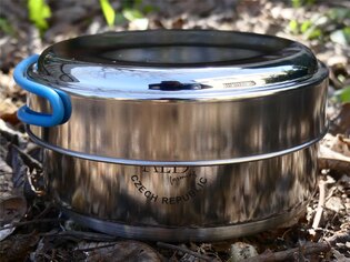 Stainless steel three-piece camping cookware ALB® MAKALU