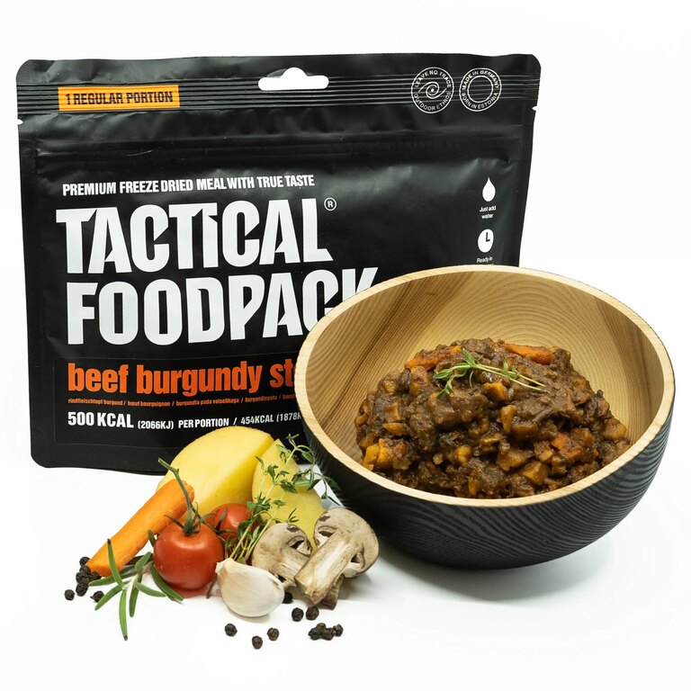 Tactical Foodpack® Beef Burgundy stew dehydrated meal